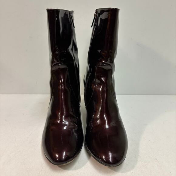 WORN TWICE Aquatalia Women's Burgundy Patent Leather Boots Heels Size Zip 10 - Picture 4 of 15